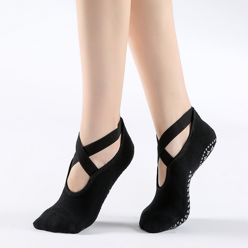 Otoño e Invierno nuevo Terry calcetines de yoga engrosada Cruz cinturón cabeza redonda pilates deportes calcetines Amazon yoga Calcetines