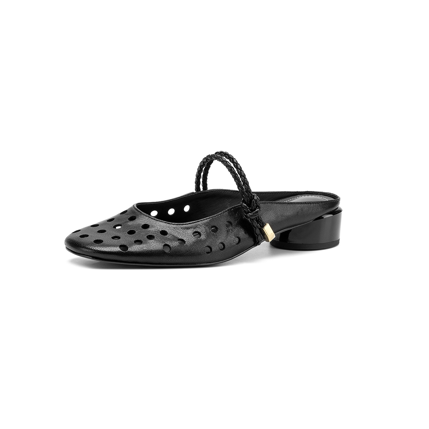 Sandal cao gót nữ quai ngang hở mũi, gót 3 cm, kiểu dáng thanh lịch — đen chi tiết 26