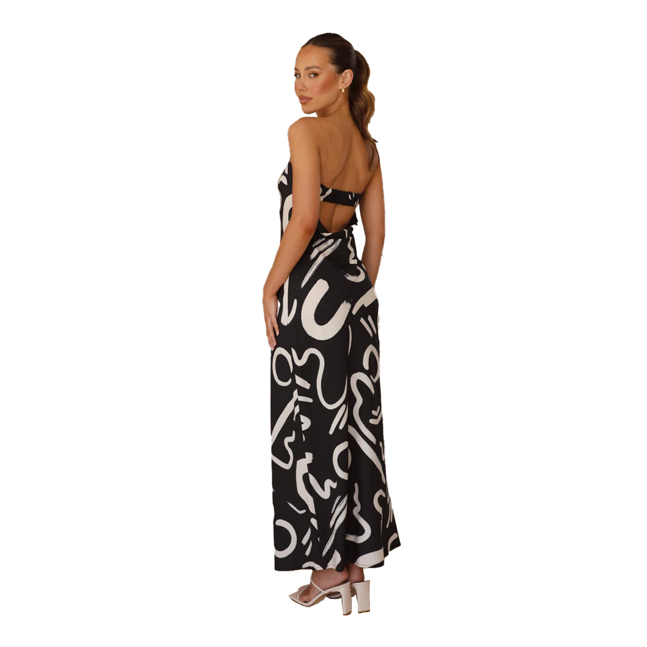 Women's Sheath Dress Sexy Strapless Printing Backless Sleeveless Geometric Maxi Long Dress Daily Beach display picture 11