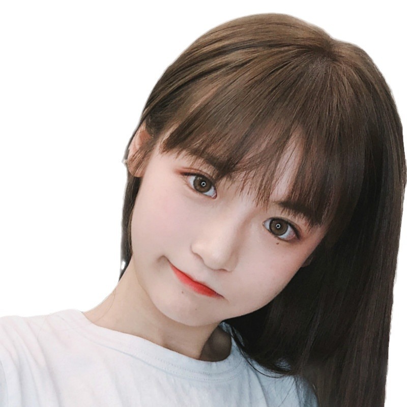 Peluca pieza cabeza pelo reemplazo bloque cubierta de pelo blanco engrosamiento pelo volumen invisible transpirable luz natural aire falso flequillo femenino