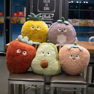 Cute fruit hand warmer pillow cartoon avocado pineapple plush toy cushion insert nap pillow wholesale