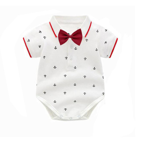 Baby boy gentleman suit, boy tie tie print climbing suit, cross-border summer handsome one-year-old bib pants, new top