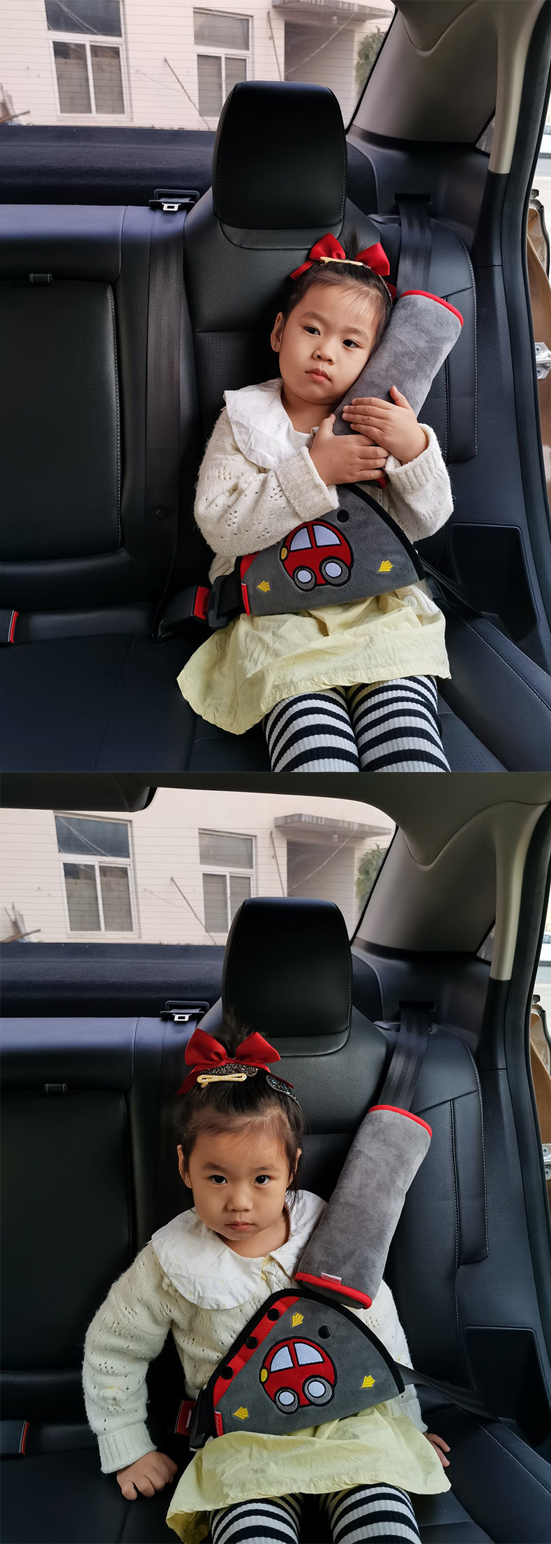 Soft suede children's safety belt stopper adjustable holder shoulder protective cover anti-tightening neck car supplies