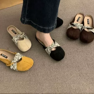 包头女士黑色猪蹄半拖女夏外穿法式温柔仙女分趾小香风凉拖单