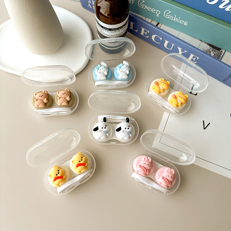 Multi-cartoon contact lens box cute mini contact lens box small portable candy ins couple box candy color Multi-cartoon contact lens box cute mini contact lens box small portable candy ins couple box candy color