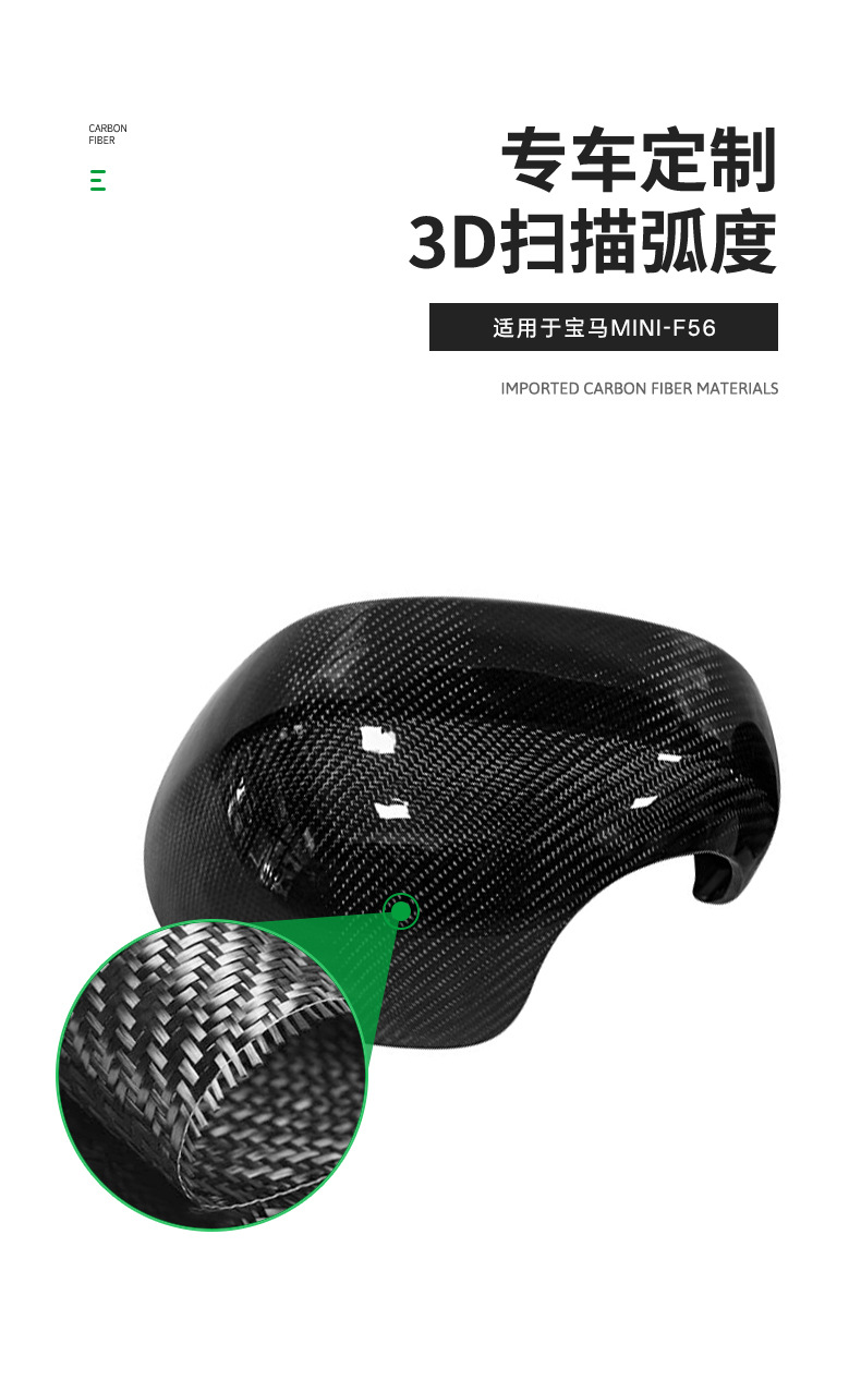 Suitable for Bmw Mini Carbon Fiber Rearview Mirror Housing F54F56F60 Reversing Mirror Cover Modified Car Supplies Exterior