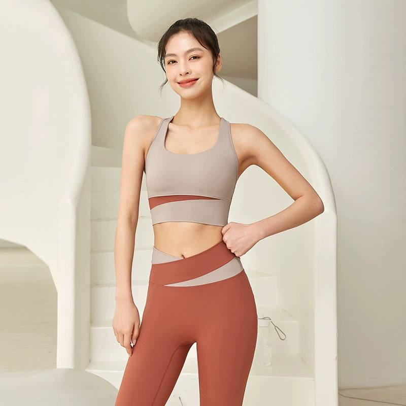 Новое Спортивное нижнее белье с цветными блоками, женский жилет, противоударный бюстгальтер для бега и йоги, пуш-ап, быстросохнущее нижнее белье для фитнеса