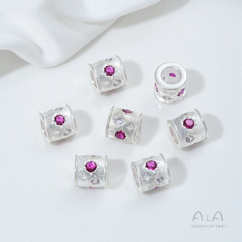 Wholesale Spacer Beads 14K Gold-Plated Color-Preserving Zircon-Inlaid Large-Hole Round Beads DIY Bracelet Necklace Materials String Crystal Pearl Barrel Beads