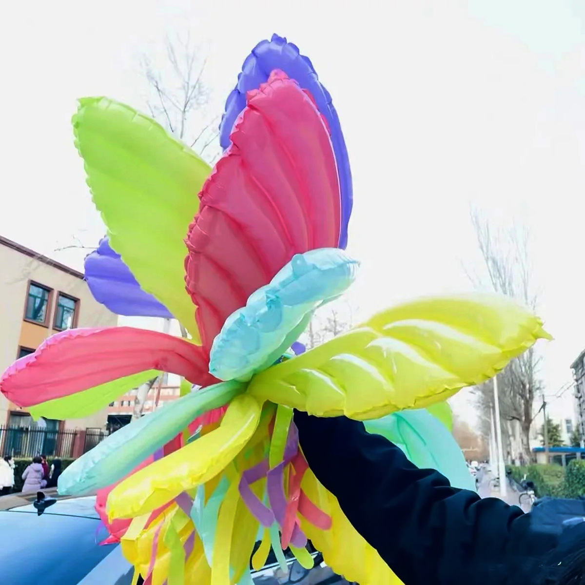 Red de celebridades Ángel Película de aluminio Mariposa Ala Globo Color Ilusión Inflable Mezcla Macaron Ala Globo