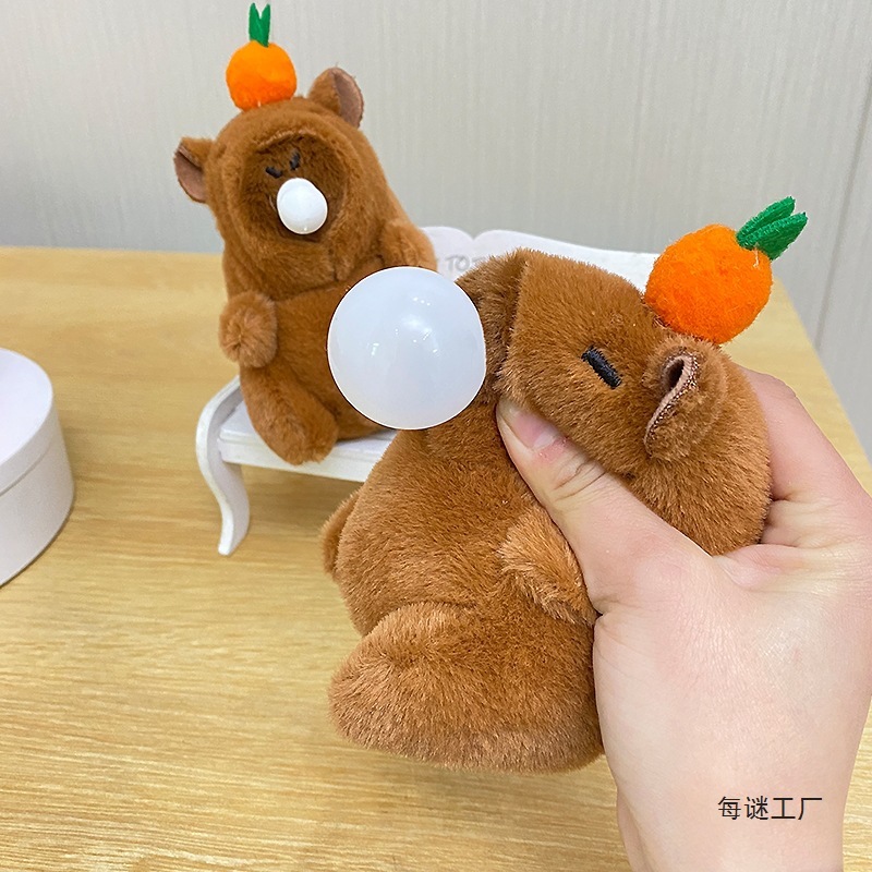 きしむクリエイティブぬいぐるみカピバラバブルキーホルダーペンダントかわいいカップルスクールバッグキーホルダーペンダント|undefined