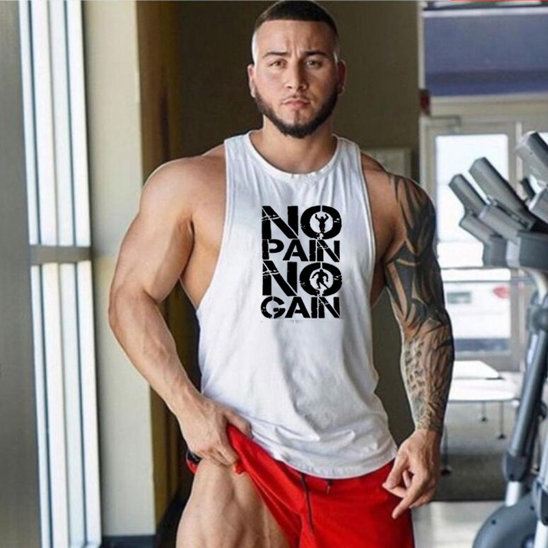 Loose Fitness Bodybuilding Clothing Gym Small Round Neck Sports Training Deep Dig Cotton Men's Vest Loose Fitness Bodybuilding Clothing Gym Small Round Neck Sports Training Deep Dig Cotton Men's Vest