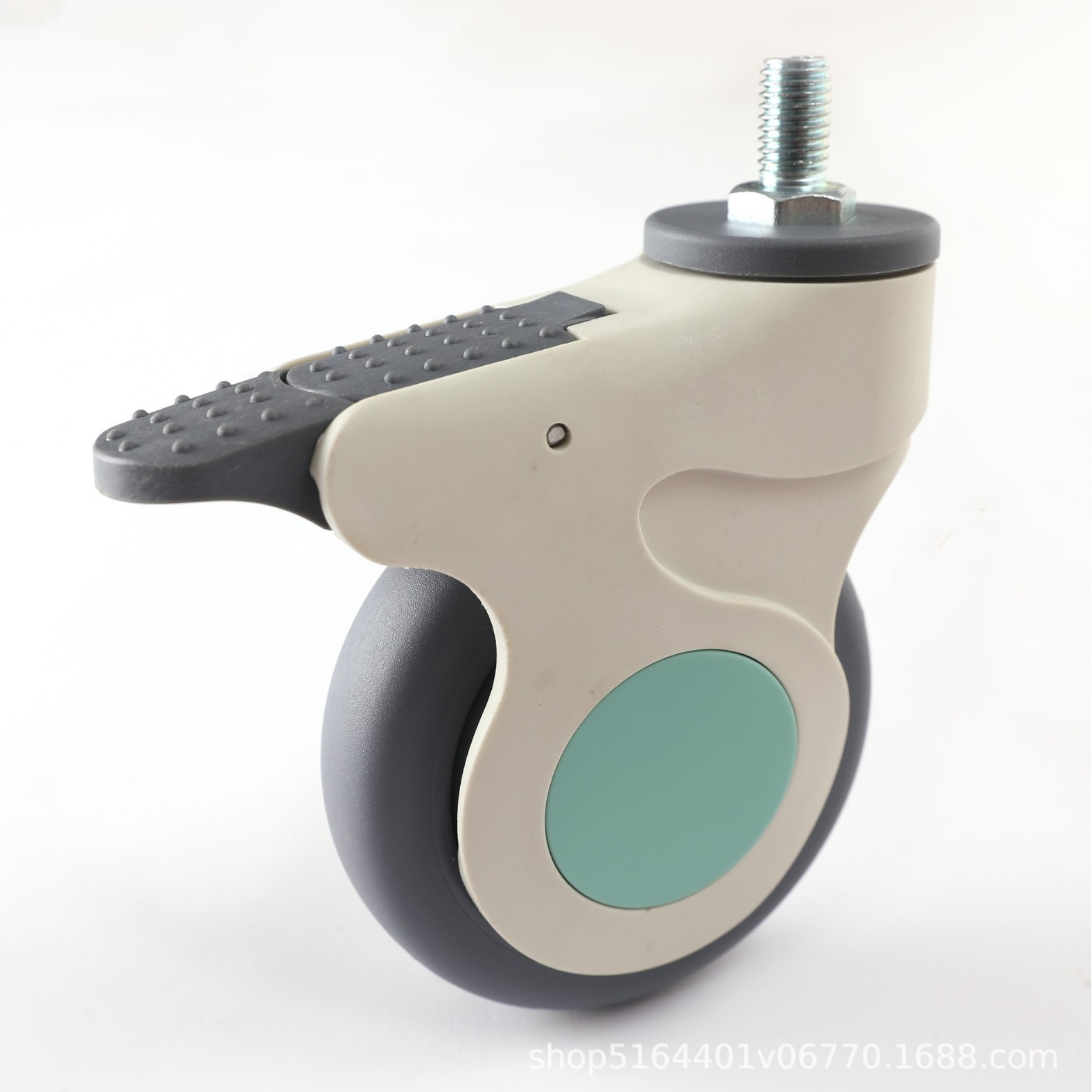 医疗病床脚轮单轮塑料推车轮丝杆静音万向轮带刹车大全厂34寸滑轮