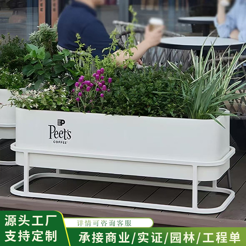 Caja de flores de acero inoxidable al aire libre cerca de hierro forjado divisoria canal de flores calle comercial municipal plantación al aire libre estante cama de flores image 31