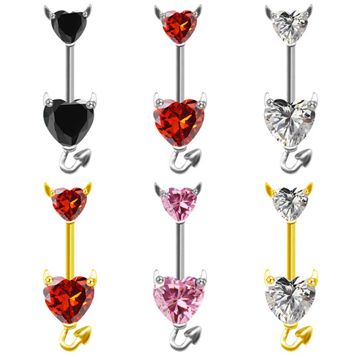 Gaibei European and American cross-border devil navel ring funny little devil navel ring navel ornaments navel nail zircon navel ring manufacturer
