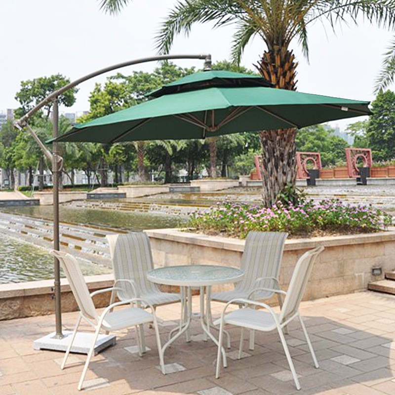 Sombrilla de doble techo tipo banana para exteriores, protección solar, para patio, uso doméstico, comercial, cafeterías al aire libre, tiendas de té con leche, venta al por mayor. image 9