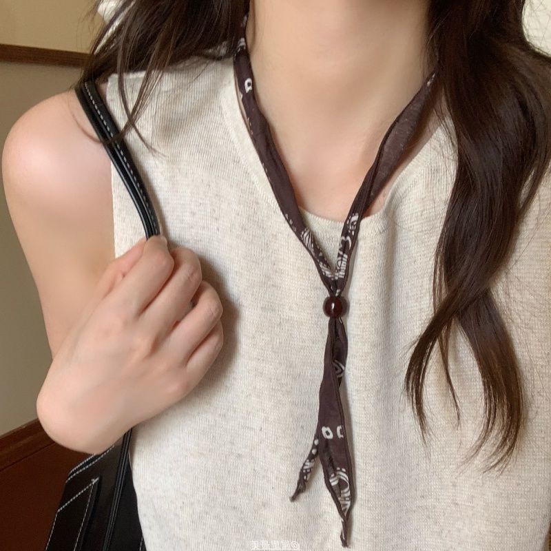 美拉德豹纹印花丝巾项链女2025新款爆款个性毛衣链小众设计感配饰|undefined