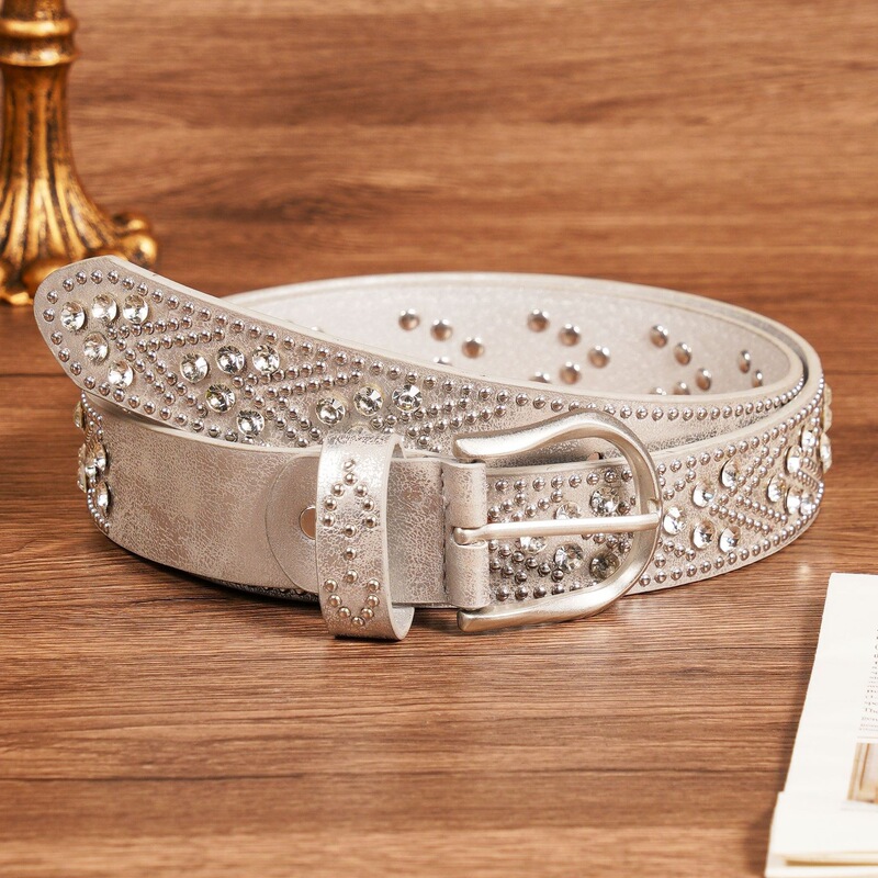 Punk Street-Style Belt with Irregular Claw Studs, Decorative Leather Belt with Metal Buckle, Punk Street-Style Pin Buckle Punk Street-Style Belt with Irregular Claw Studs, Decorative Leather Belt with Metal Buckle, Punk Street-Style Pin Buckle