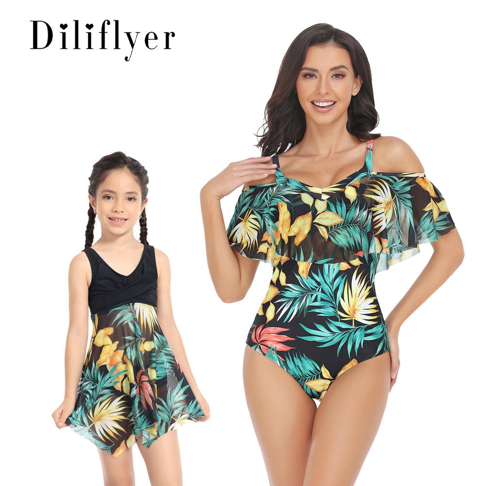Amazon's new swimsuits, European and American parent-child mesh swimsuits, source factory wholesale swimsuits