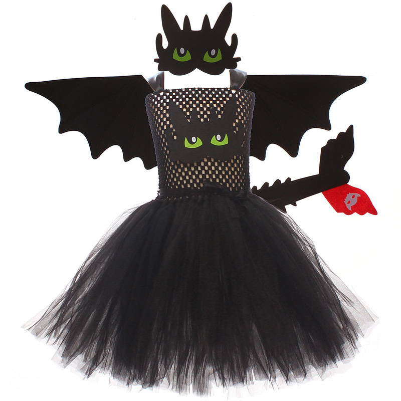 クロスボーダー新ハロウィンヒックとドラゴンコス無歯の女の子のガーゼスカートスーツステージコスプレ衣装|undefined