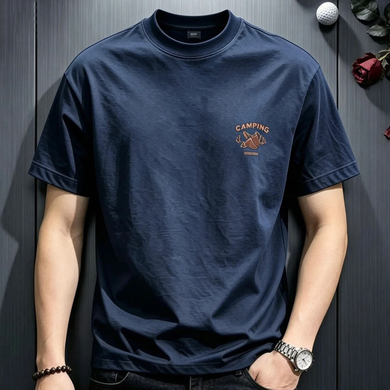 High-End American-Style Heavyweight Breathable Short-Sleeved T-Shirt for Men 2026 Summer New Style Loose Casual Versatile Printed Half-Sleeve High-End American-Style Heavyweight Breathable Short-Sleeved T-Shirt for Men 2026 Summer New Style Loose Casual Versatile Printed Half-Sleeve