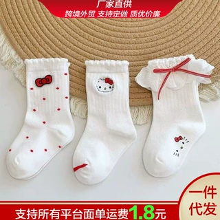 春夏甜美学生袜百搭女童袜女小中筒袜hello kitty猫甜美小中筒袜