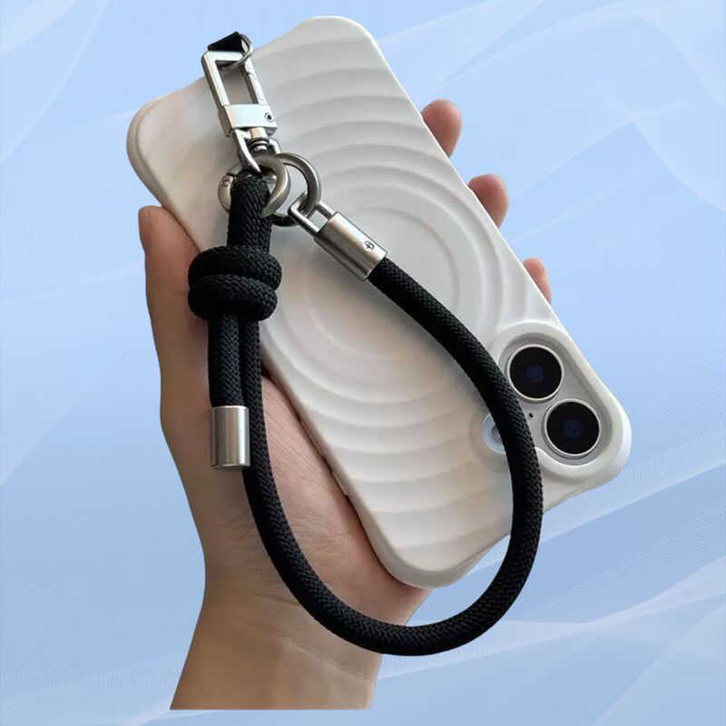 メーカー在庫あり 7MM 厚手のポリエステルリストストラップ ステンレススチール製携帯電話バックステッカー 携帯電話ストラップ クロスボディショートストラップ|undefined