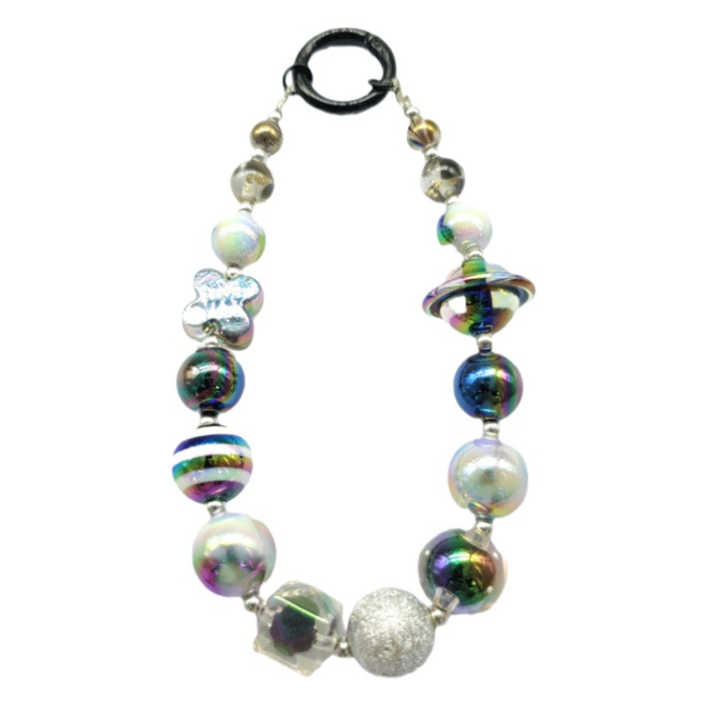 Gancho de puerta de color sólido de perlas coloridas frescas 2023 nuevo oscuro cuentas pintadas a mano llavero colgante Cadena de teléfono móvil