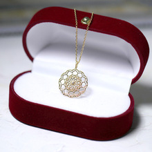 925纯银镀14K金毛衣链项链吊坠女日系轻珠宝复古配饰新款一件代发