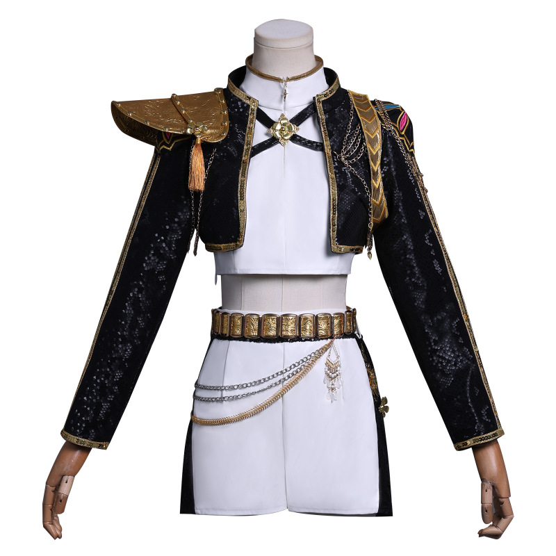 新丝璐跨境新款韩流K-POP猎魔女团服米拉米拉鲁米黑皮款cosplay服|undefined