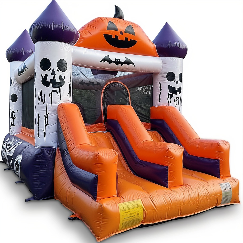 Castillo inflable comercial con tema de Halloween gran calabaza al aire libre casa de rebote para niños jumping bed jumping playground