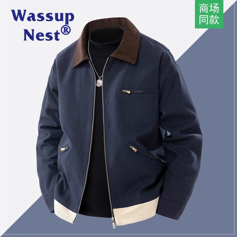 Wassup Jacket Men's Spring and Autumn 2025 New Japanese Casual Jacket Couple's Retro Loose All-match Top