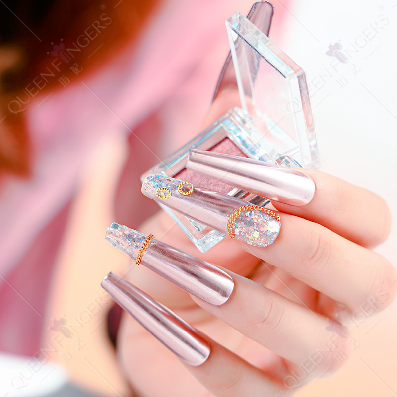 Nuevo brillo de uñas color sólido espejo mágico polvo cuadrado caja brillo láser polvo de titanio polvo de oro polvo de hadas polvo de sombra de ojos en polvo