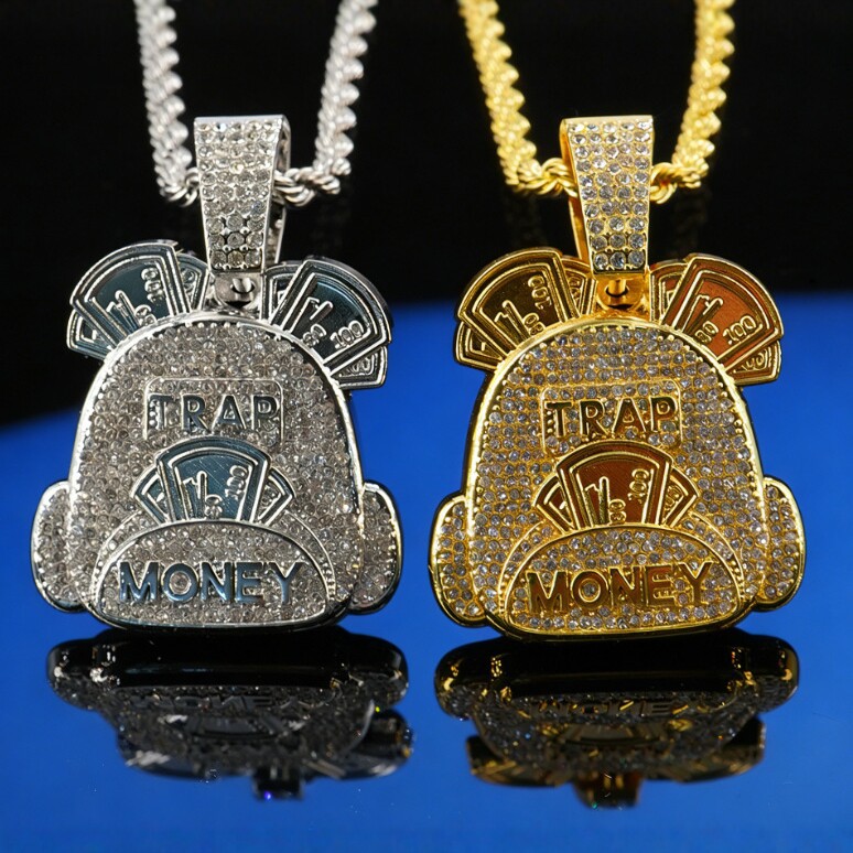 Rapero de la misma mochila collar colgante de diamantes colgante cubano hip hop tendencia de rap collar cultura callejera