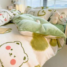 加厚牛奶绒被套单件冬天珊瑚绒双面毛绒被罩法兰莱加绒被单人学生