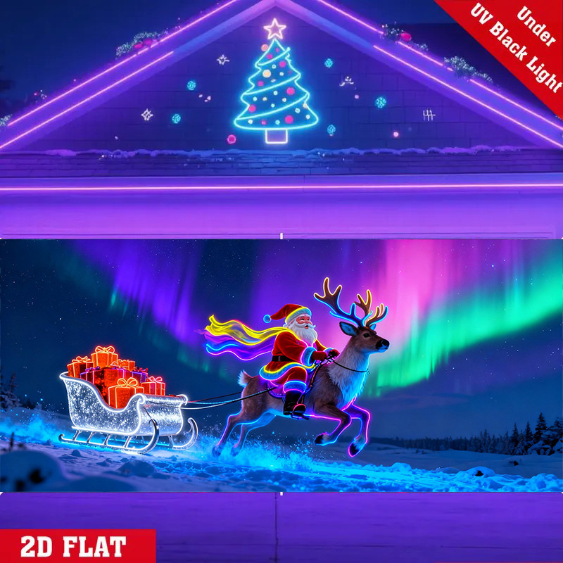 Cross-Border Uv Fluorescent Door Curtain Backdrop Cloth for Garage Christmas Holiday Party Decoration (the Product Itself Does Not Glow)