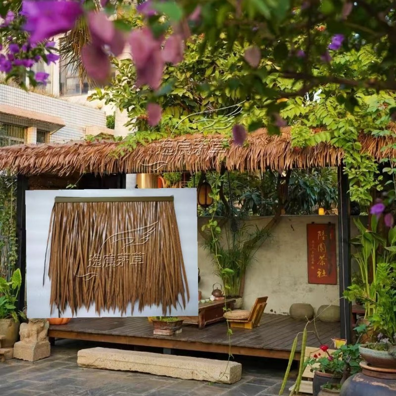 农家乐仿真茅草瓦稻草瓦塑料茅草PE高密度塑料材质茅草别墅民宿