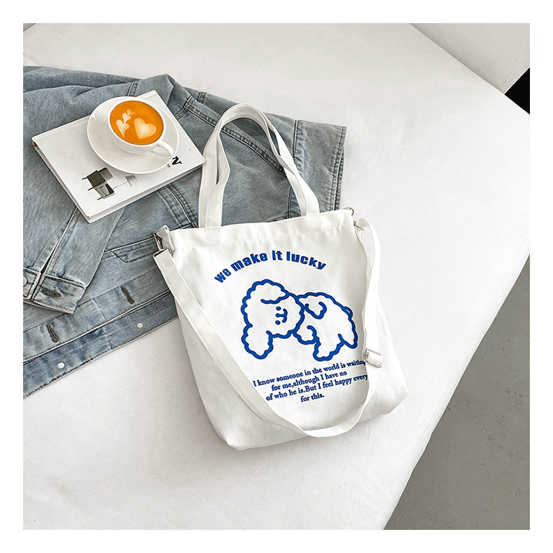 New fashionable and cute canvas bag, simple and large-capacity tote bag, casual and versatile single-shoulder crossbody bag, Douyin consignment undefined