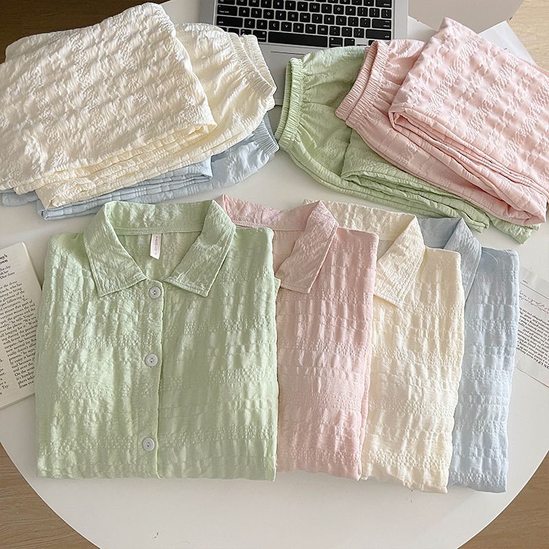 Al por mayor transfronterizo otoño nuevo con almohadilla de pecho nubes de algodón pantalones de manga larga pijama de mujer con sola sola solapa cardigan ropa para el hogar