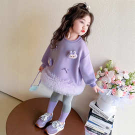 女童春秋款花边裙套装2025新款洋气时髦儿童女孩宝宝春季立体套装