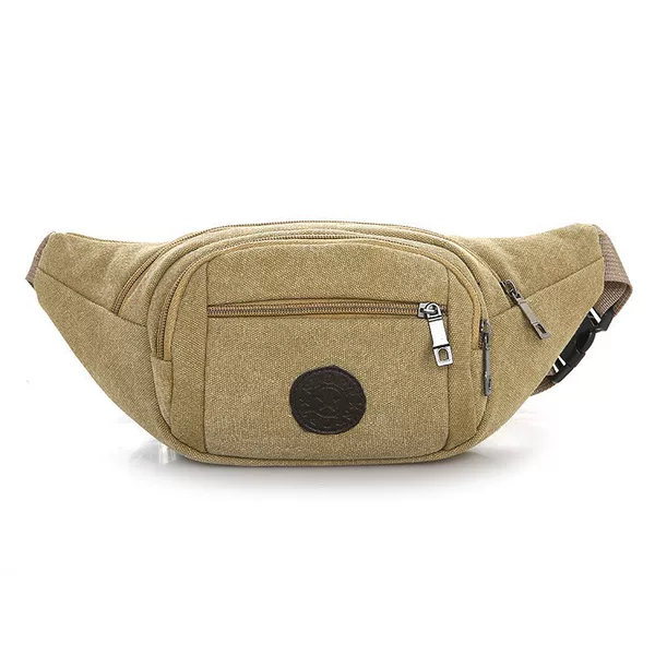 Men's Waist Bag Canvas Large Capacity Multi-Layer Outdoor Sports Crossbody Chest Bag Work Site Mobile Phone Bag Stall Bag