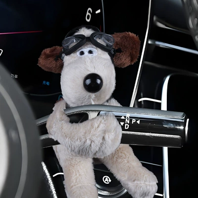 Car Small Ornaments, Cute Dog Plush Dolls, Car Interior Decorations, Wipers, Turn Signals (Sürətlər qutusu və əl tormozu başlıqları) - small-flying-dog-with-hat-and-glasses-huaiqing-decoration