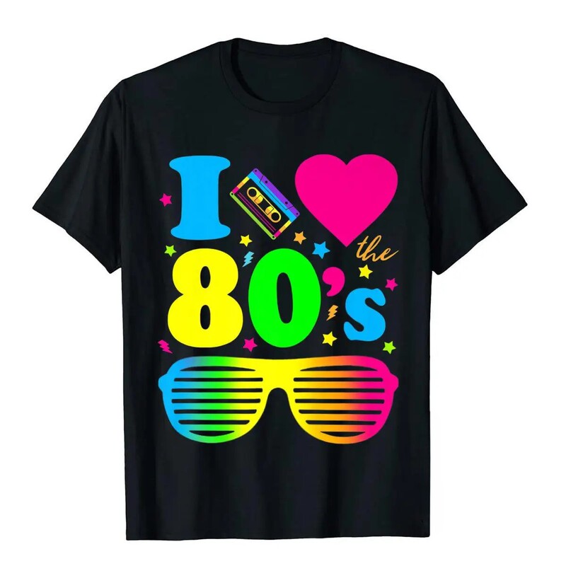 I Love 80 s Men T-Shirt Party Fun Vintage British T-Shirt Best Gift Top and Cotton Casual I Love 80 s Men T-Shirt Party Fun Vintage British T-Shirt Best Gift Top and Cotton Casual