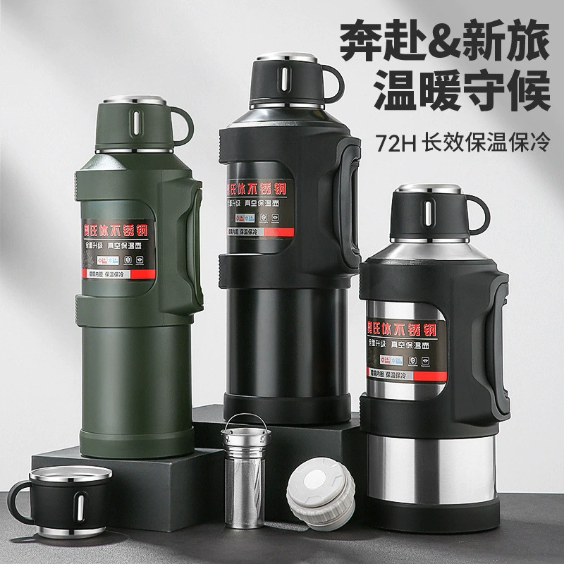 Чашка-термос из нержавеющей стали большой емкости и удобная чашка для спортивных путешествий с сохранением тепла до 72 часов и крышкой для пресса, подходящей для