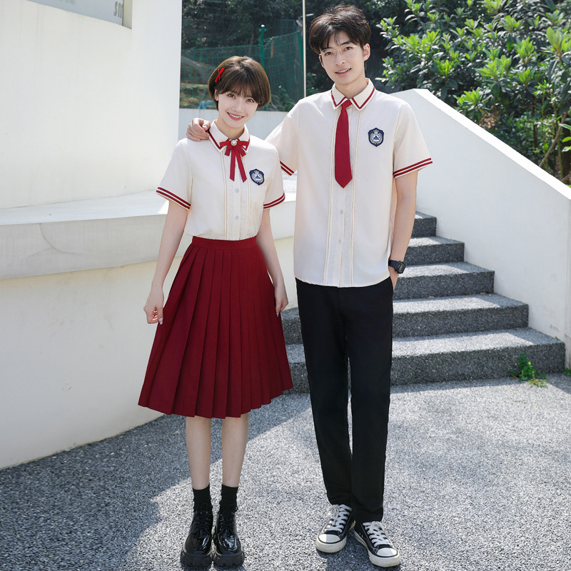 Red Song Choir Poetry Recitation Performance Costume Shirt Jk Uniform Junior High School Student Class Uniform Set College Style Red Song Choir Poetry Recitation Performance Costume Shirt Jk Uniform Junior High School Student Class Uniform Set College Style