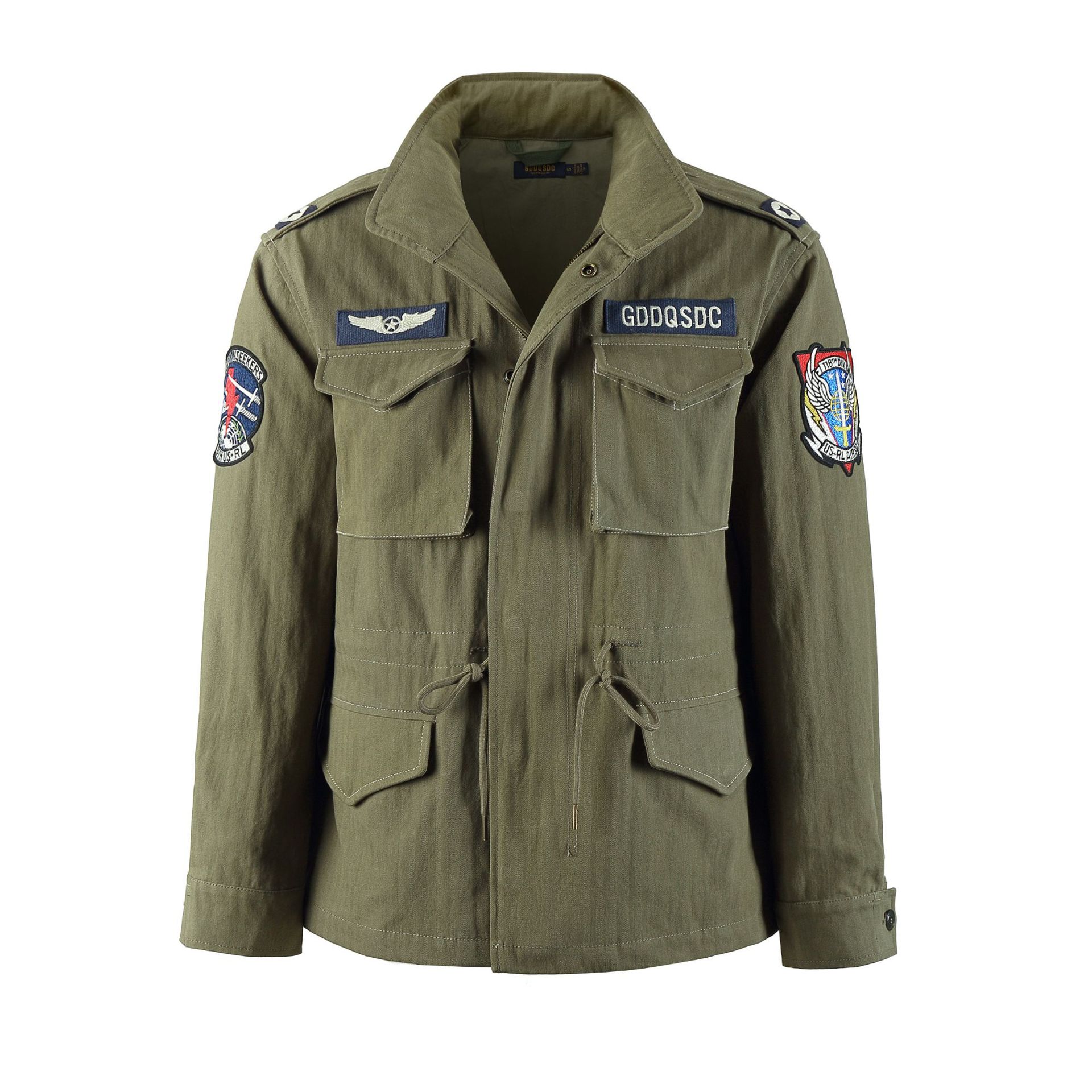 Shenwu GDDQSDC American Retro Work Jacket Men's M65 Pure Cotton Hooded Embroidered Americana Style Outerwear