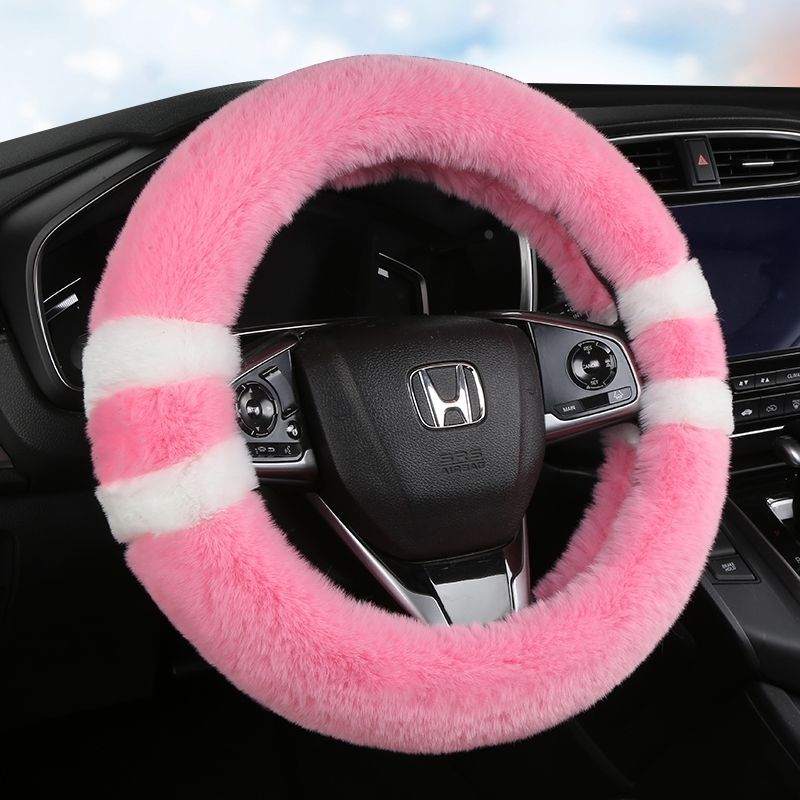 Amazon Winter Stuffed Car Steering Wheel Cover Unisex Anti-Slip Winter Warm Fur Integrated Handle Cover