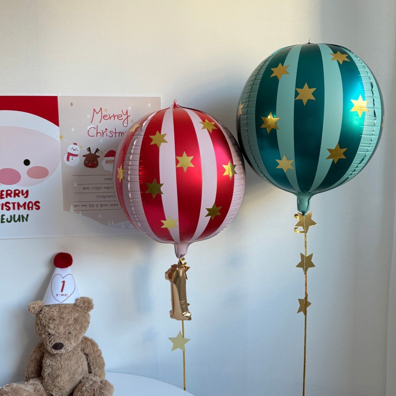 Línea de Navidad transfronteriza estrellas globos de aluminio 4D bolas tridimensionales Navidad restaurante cafetería atmósfera decoración