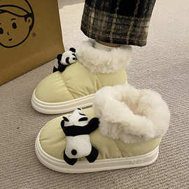 高帮棉拖鞋女冬季包跟居家底保暖家用室内防滑加绒加厚棉鞋可外穿