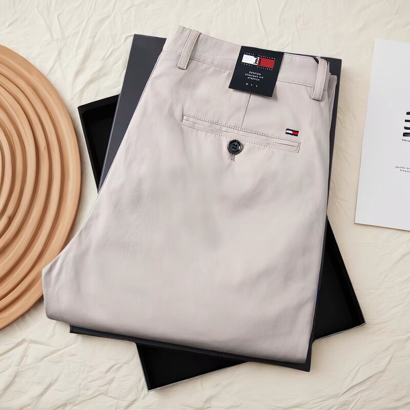 American Tommy Spring and Autumn New Men's Casual Pants High-End Business Straight-Leg Non-Iron Breathable Mid-Waist Pure Cotton Long Pants American Tommy Spring and Autumn New Men's Casual Pants High-End Business Straight-Leg Non-Iron Breathable Mid-Waist Pure Cotton Long Pants