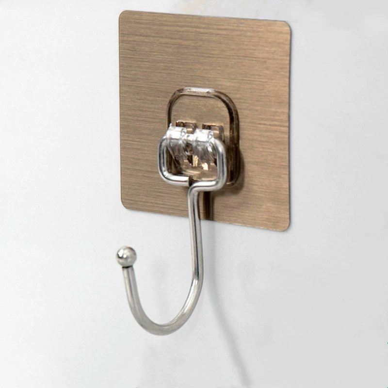 Gancho adhesivo pegamento fuerte sin rastro de perforación, gancho transparente para cocina/baño, fijación segura en pared